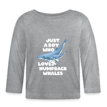 Just a boy who loves humpback whales Buckelwal - Baby Bio-Langarmshirt - Grau meliert - Vorne