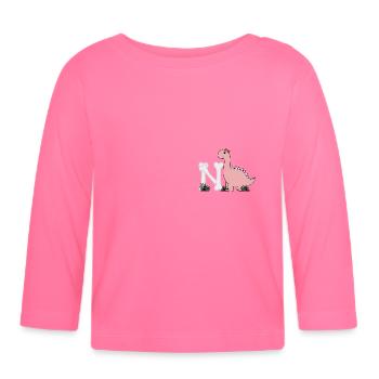 Lettre N - T-shirt manches longues bio Bébé - rose azalée - Devant