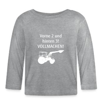 Front 2 and rear 3! Fill up! Farmer Hermann - Organic Baby Long Sleeve T-Shirt - heather grey - Front