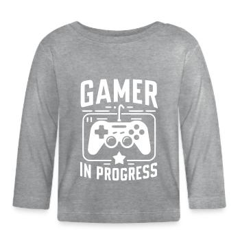 Gamer in Progress - Organic Baby Long Sleeve T-Shirt - heather grey - Front