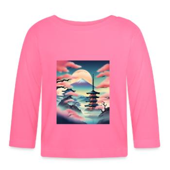 Beautiful japanese view - Organic Baby Long Sleeve T-Shirt - azalea - Front