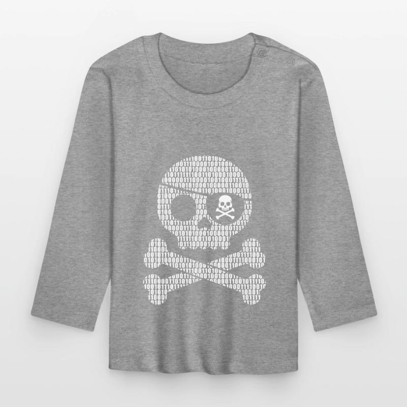 Digital Pirate Binary Code | Digital skull Organic Baby Long Sleeve T-Shirt