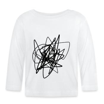 Scribbled chaotic strokes pattern - Organic Baby Long Sleeve T-Shirt - white - Front