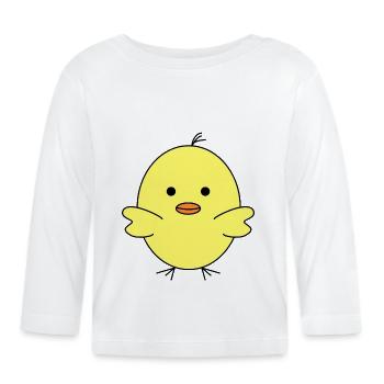 Poussin jaune - T-shirt manches longues bio Bébé - blanc - Devant
