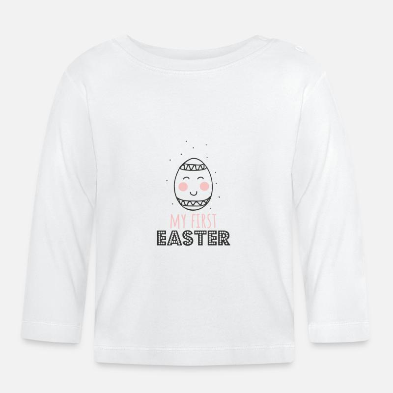 first Easter Easter egg saying - Organic Baby Long Sleeve T-Shirt - white