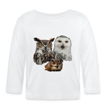 Eulen - Baby Bio-Langarmshirt - Weiß - Vorne