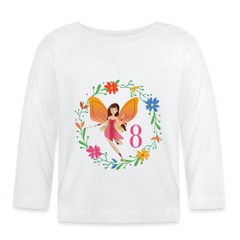 8ème anniversaire Petite Fée Fille 8 ans - T-shirt manches longues bio Bébé - blanc - Devant