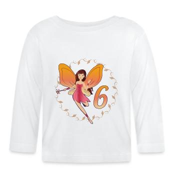 6th Birthday Girl Little Fairy 6 years old - Organic Baby Long Sleeve T-Shirt - white - Front
