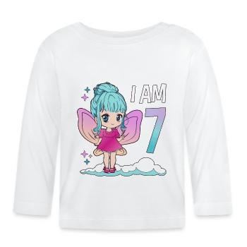 7th Birthday Fairy Girl 7 years old Kawaii - Organic Baby Long Sleeve T-Shirt - white - Front
