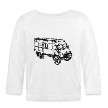 Unimog - Oldtimer - Offroad - Feuerwehr - Baby Bio-Langarmshirt - Weiß - Vorne