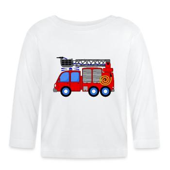 Fire engine children - Organic Baby Long Sleeve T-Shirt - white - Front