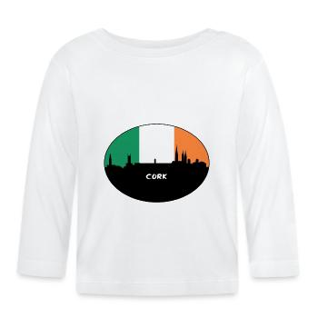 Cork Ireland Flag Skyline Travel Souvenir - Organic Baby Long Sleeve T-Shirt - white - Front