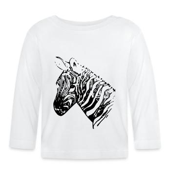 Zebrakopf schwarz weiß - Baby Bio-Langarmshirt - Weiß - Vorne