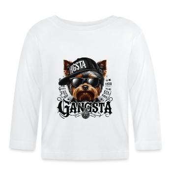 Yorkshire Terrier Gangsta Gangster Dog Gift - Organic Baby Long Sleeve T-Shirt - white - Front