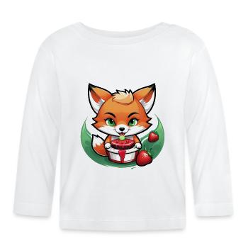 Foxy Strawberry Cake - Organic Baby Long Sleeve T-Shirt - white - Front