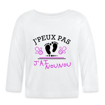 JPEUX PAS JAI nounou fille - T-shirt manches longues bio Bébé - blanc - Devant