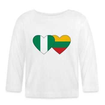 Nigeria Lithuania Flag Heart - Organic Baby Long Sleeve T-Shirt - white - Front