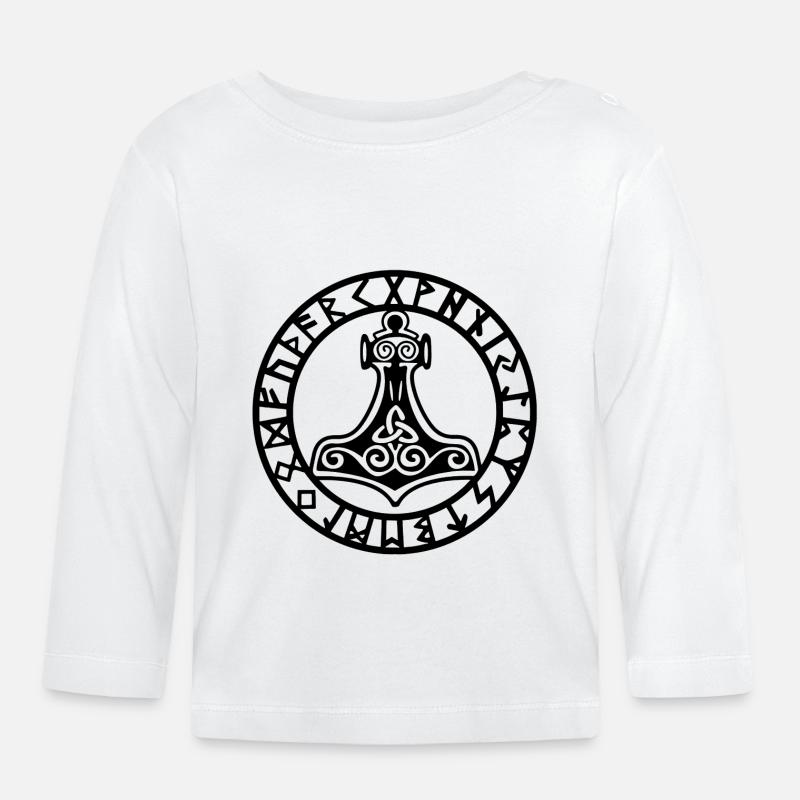 Marteau viking noir - T-shirt manches longues bio Bébé - blanc