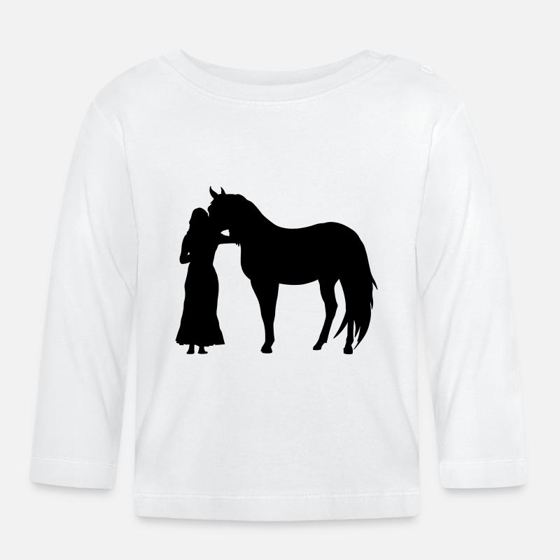 Frau mit Pferd - Baby Bio-Langarmshirt - Weiß