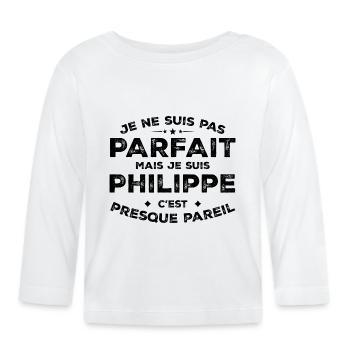 Philippe Un Prénom, Une Attitude L’Humour Philippe - T-shirt manches longues bio Bébé - blanc - Devant
