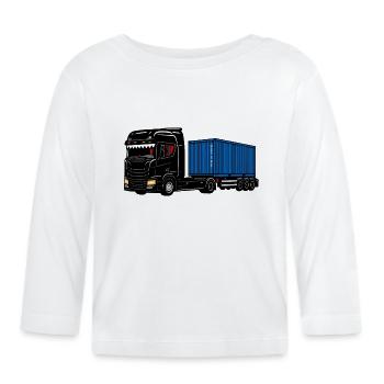 Container truck" on the road - Organic Baby Long Sleeve T-Shirt - white - Front