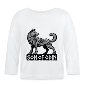 Sohn von Odin Wolf - Baby Bio-Langarmshirt - Weiß - Vorne