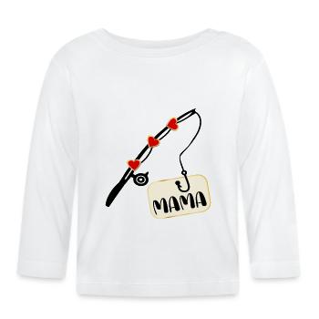 Angelrute Angeln Mutter Mama - Baby Bio-Langarmshirt - Weiß - Vorne
