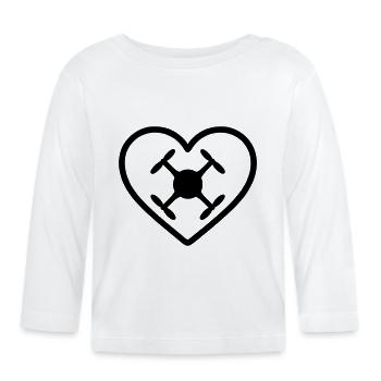 Heart Drone Quadcopter - Organic Baby Long Sleeve T-Shirt - white - Front