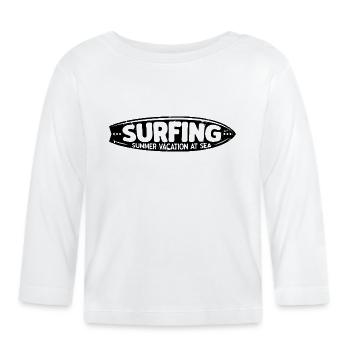 Surfing Vacances d'Été à la Mer Style Vintage - T-shirt manches longues bio Bébé - blanc - Devant