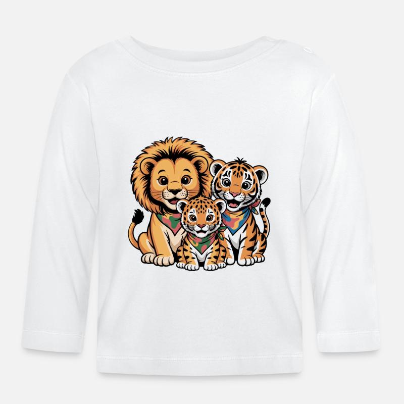 Süße Löwe Tiger Leopard Freunde - Baby Bio-Langarmshirt - Weiß