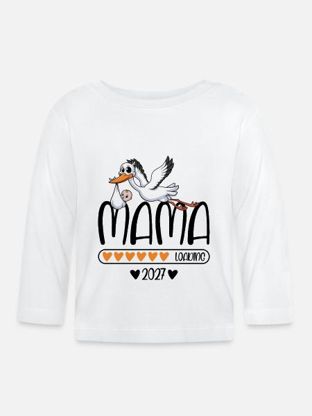 Mama 2027 loading - Baby Bio-Langarmshirt - Weiß