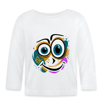 Drôle de visage éclaboussé - T-shirt manches longues bio Bébé - blanc - Devant