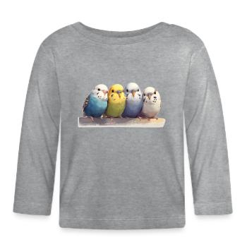 Budgies - Organic Baby Long Sleeve T-Shirt - heather grey - Front