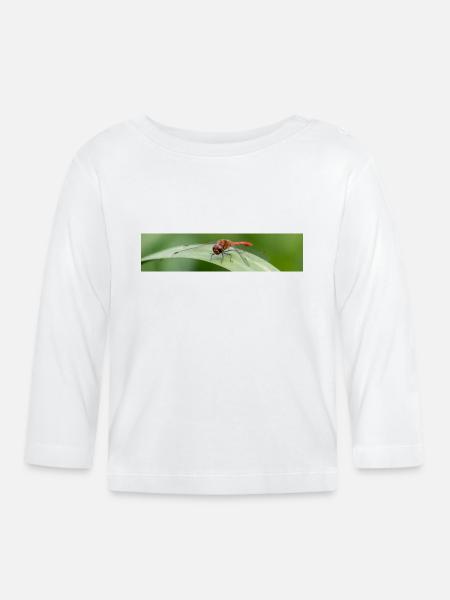 Libelle auf Grashalm - Baby Bio-Langarmshirt - Weiß