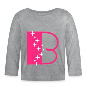 Buchstabe B Glitzer - Baby Bio-Langarmshirt - Grau meliert - Vorne