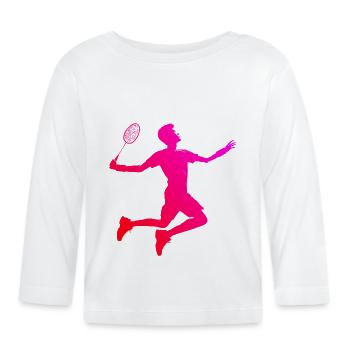 Joueur de squash Badminton Badminton - T-shirt manches longues bio Bébé - blanc - Devant