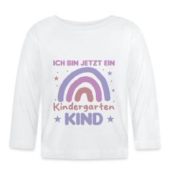 Kindergartenkind Regenbogen Ich bin jetzt im - Baby Bio-Langarmshirt - Weiß - Vorne