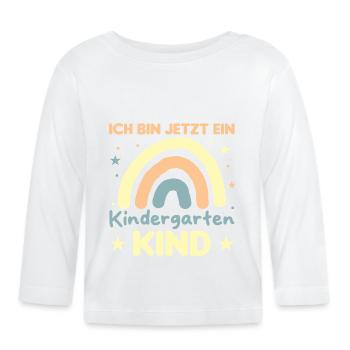 Kindergartenkind Regenbogen Ich bin jetzt im - Baby Bio-Langarmshirt - Weiß - Vorne