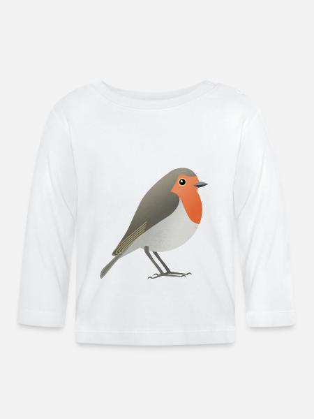Rotkehlchen - Baby Bio-Langarmshirt - Weiß