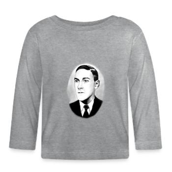HP Lovecraft portrait oval - Organic Baby Long Sleeve T-Shirt - heather grey - Front