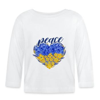 Ukraine Heart with Peace Love - Organic Baby Long Sleeve T-Shirt - white - Front
