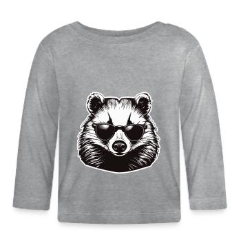 Blaireau / Rongeur / Animal / Rayure / Sauvage - T-shirt manches longues bio Bébé - gris chiné - Devant