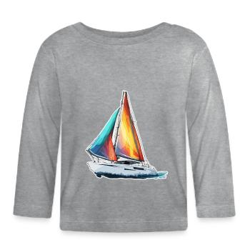 Bateau pirate / Bateau / Mer / Océan / Vagues - T-shirt manches longues bio Bébé - gris chiné - Devant