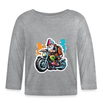 Gartenzwerg / Märchenland / Kobold / Gnom / Logo - Baby Bio-Langarmshirt - Grau meliert - Vorne