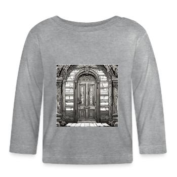 Tür / Eingang / Schloss / Tor / Haustür / Design - Baby Bio-Langarmshirt - Grau meliert - Vorne