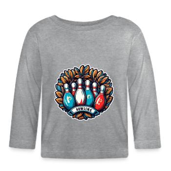 Bowling / Kegeln / Bowlingbahn / Pin / Strike - Baby Bio-Langarmshirt - Grau meliert - Vorne