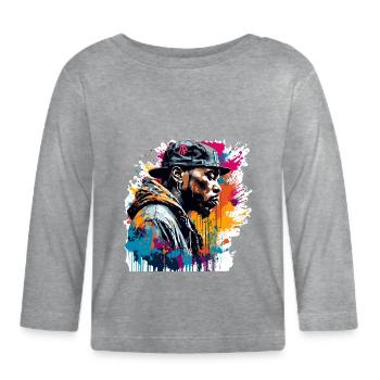 Rappeur / Hip Hop / Chanson / Cool / Rimes / Beat - T-shirt manches longues bio Bébé - gris chiné - Devant