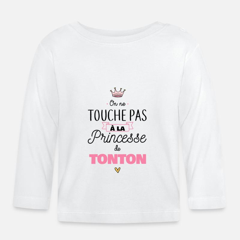 Princesse de tonton - T-shirt manches longues bio Bébé - blanc