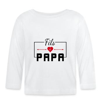 Fils à papa - T Shirt (Tee Shirt) cadeau fils - T-shirt manches longues bio Bébé - blanc - Devant