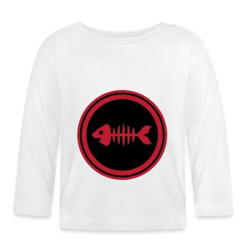 Os d’os symbole de poisson - T-shirt manches longues bio Bébé - blanc - Devant